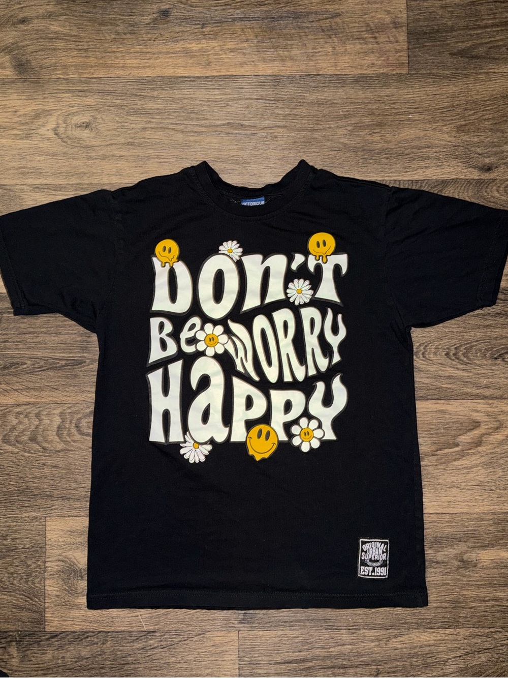 Nell Black "Don't Worry Be Happy" Graphic Short Sleeve Tee